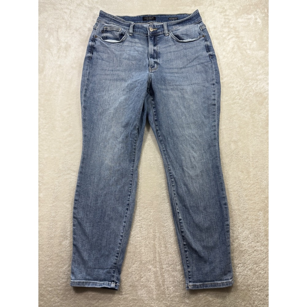 Judy Blue Womens Boyfriend Fit High Rise Blue Denim Jeans 14W Meas: 32x29